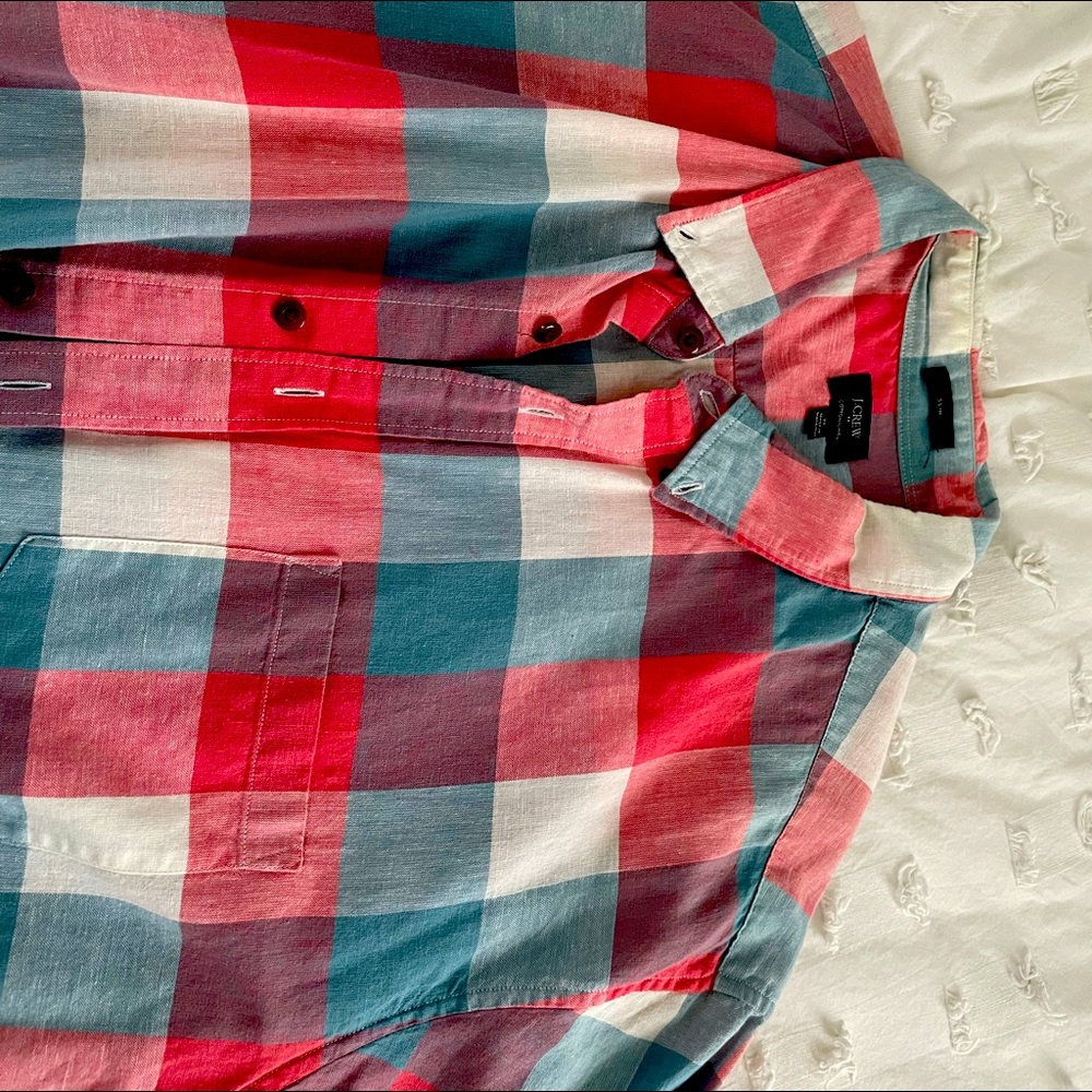Jcrew madras short sleeve mens xl shirt
